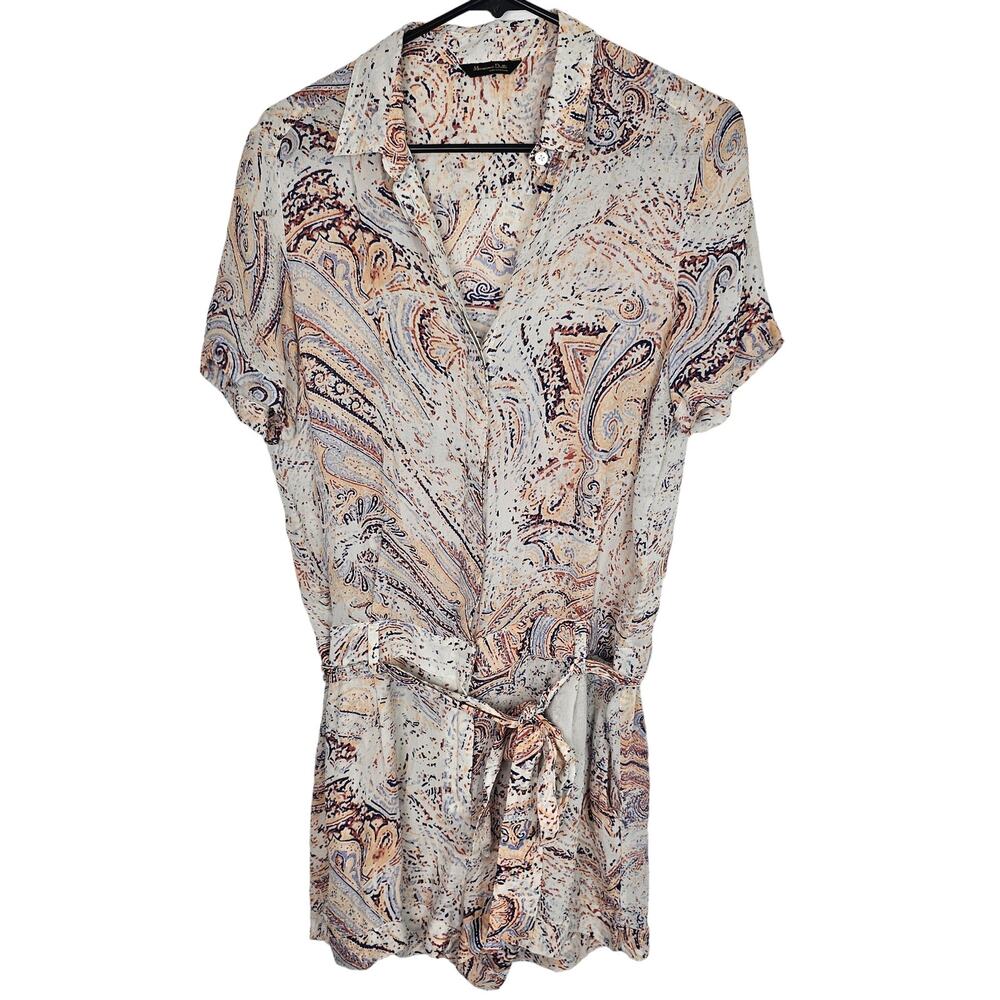 Massimo Dutti Womens Silk Romper Size 8 Artsy Boho One Piece Cottage Designer